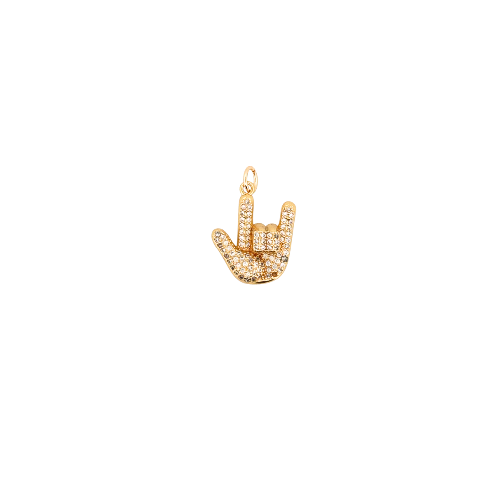 Sparkling I love you hand sign charm for personalized Charm Bar jewelry.